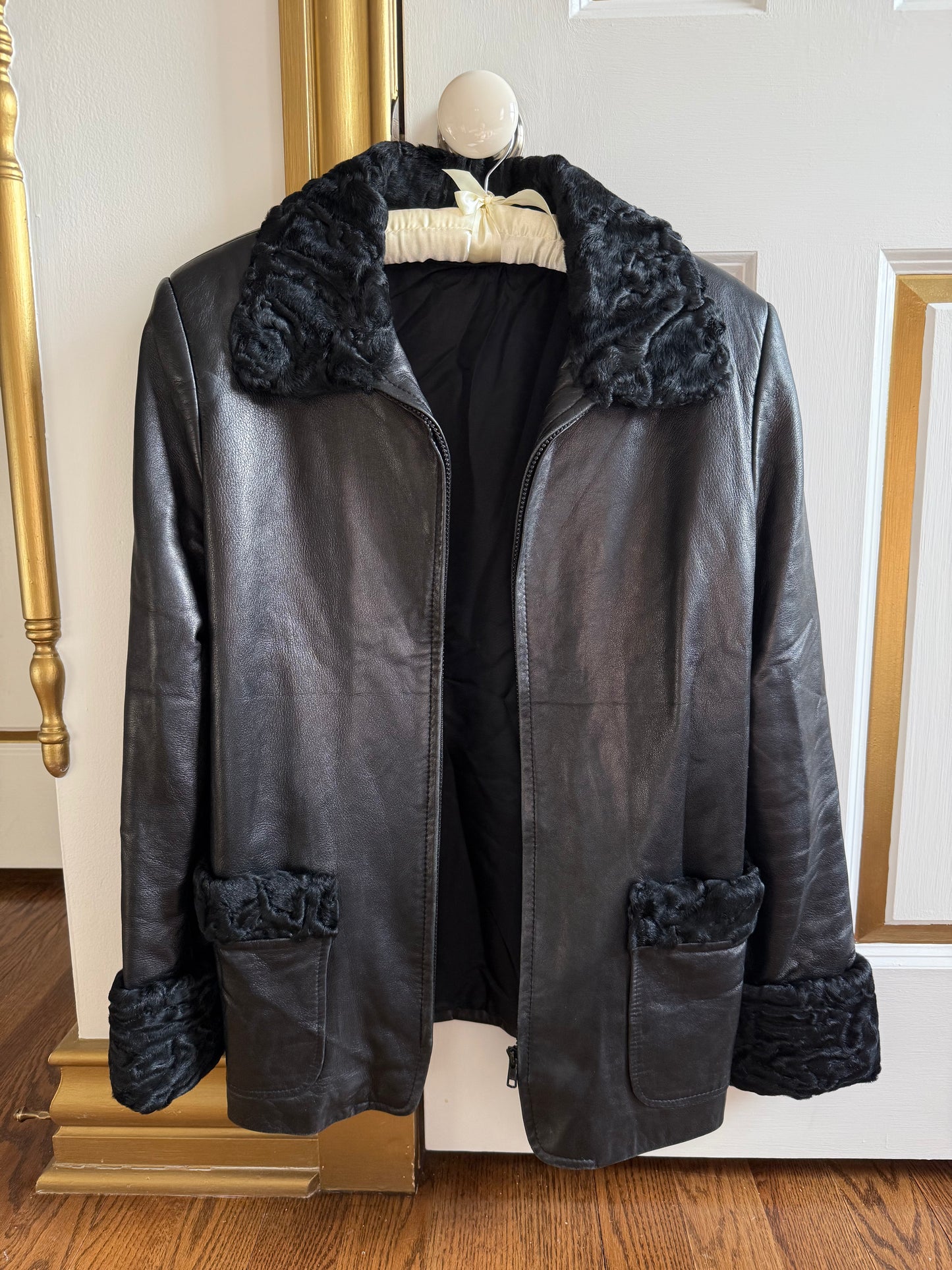 90s Leather & Persian Lamb Fur Jacket