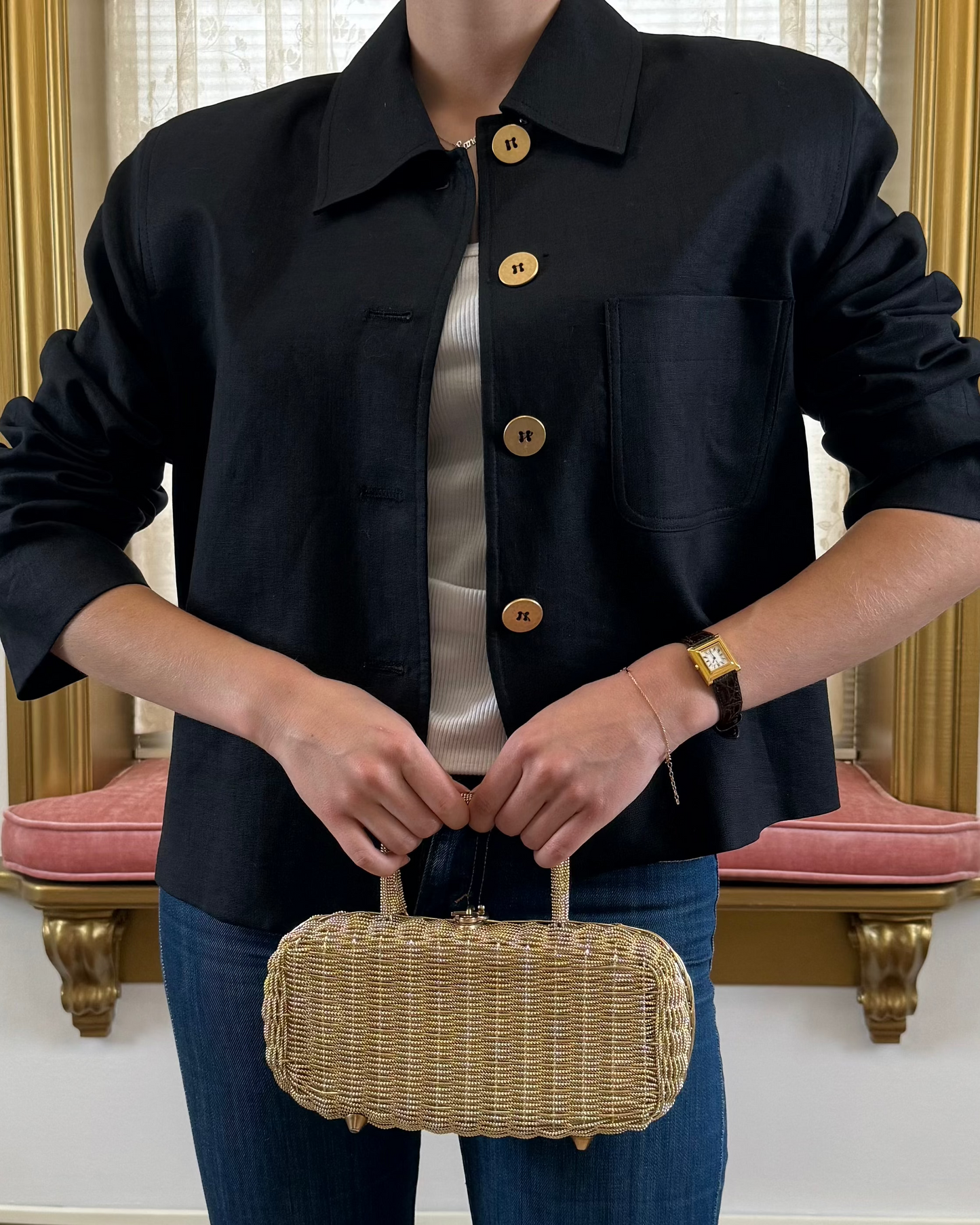 90s Metal Wicker Pocketbook