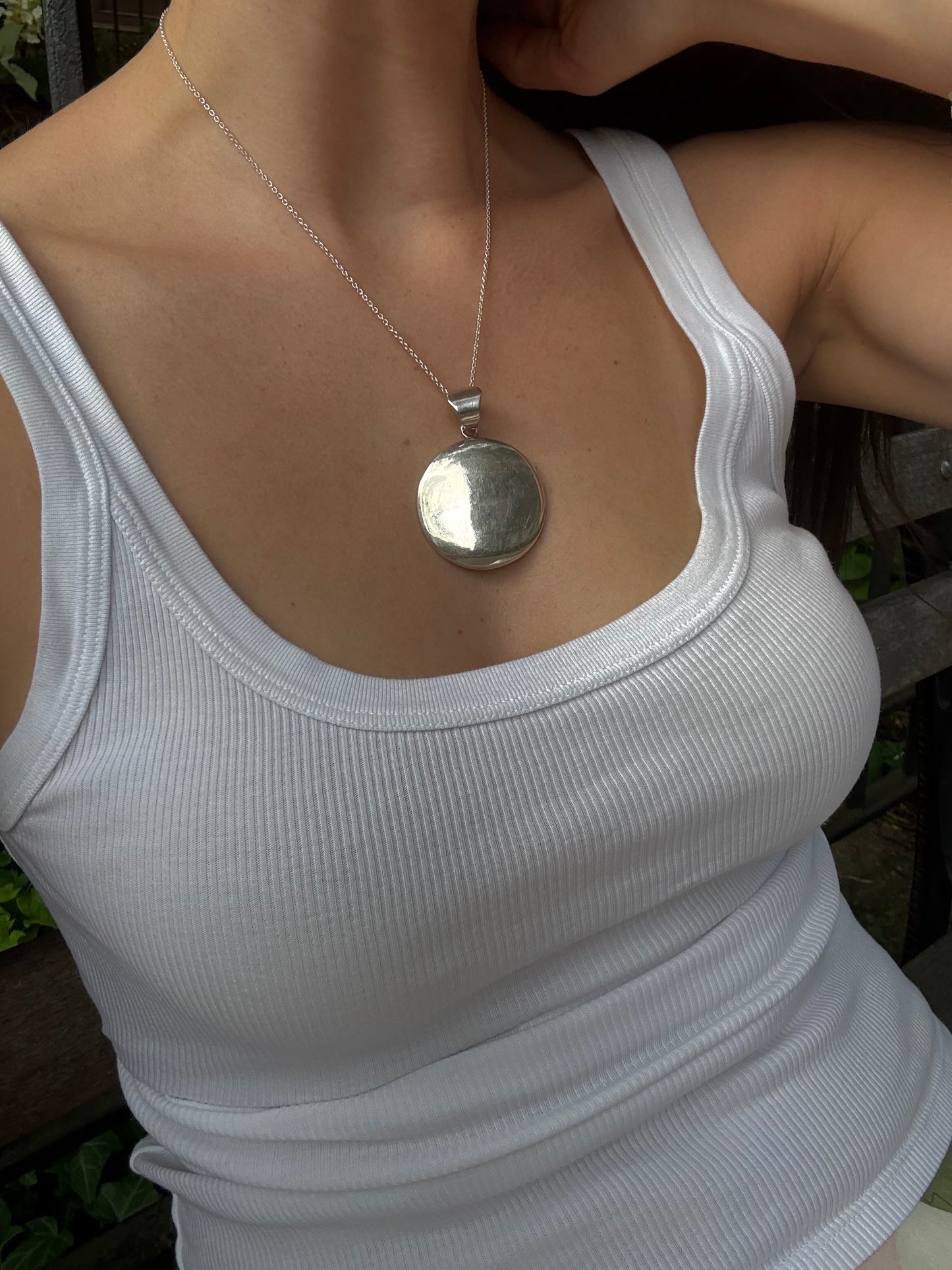 90s Sterling Disc Necklace