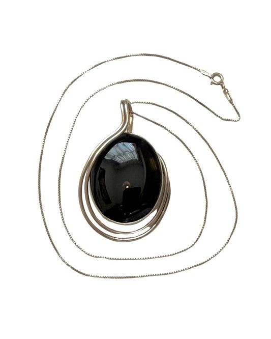 90s Sterling & Onyx Necklace