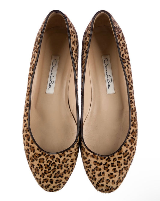 Oscar de la Renta Pony hair Animal Print Flats (6.5)