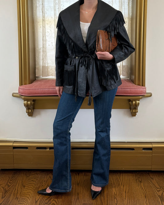 90s Fringe Leather Jacket