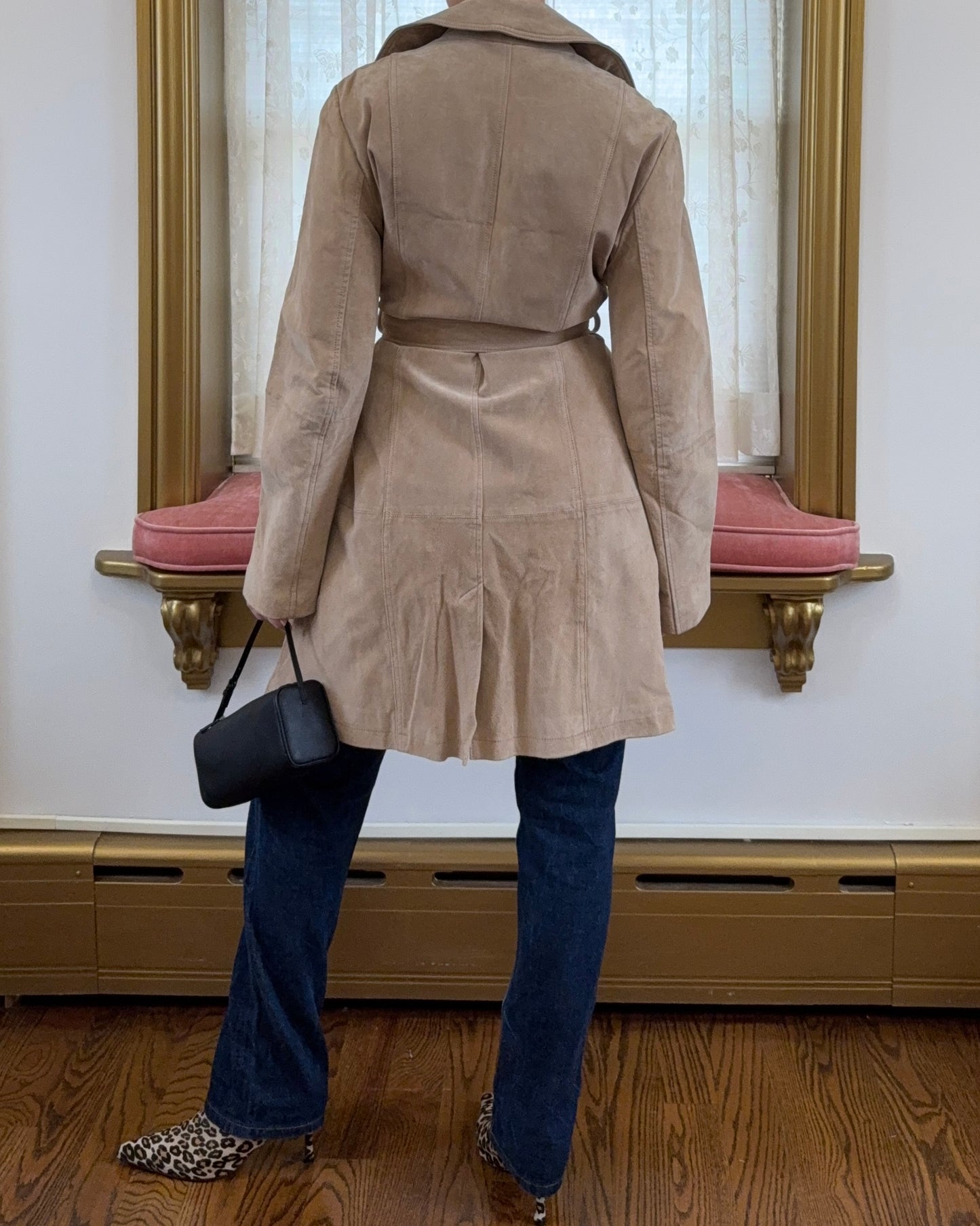 Suede Leather Trench