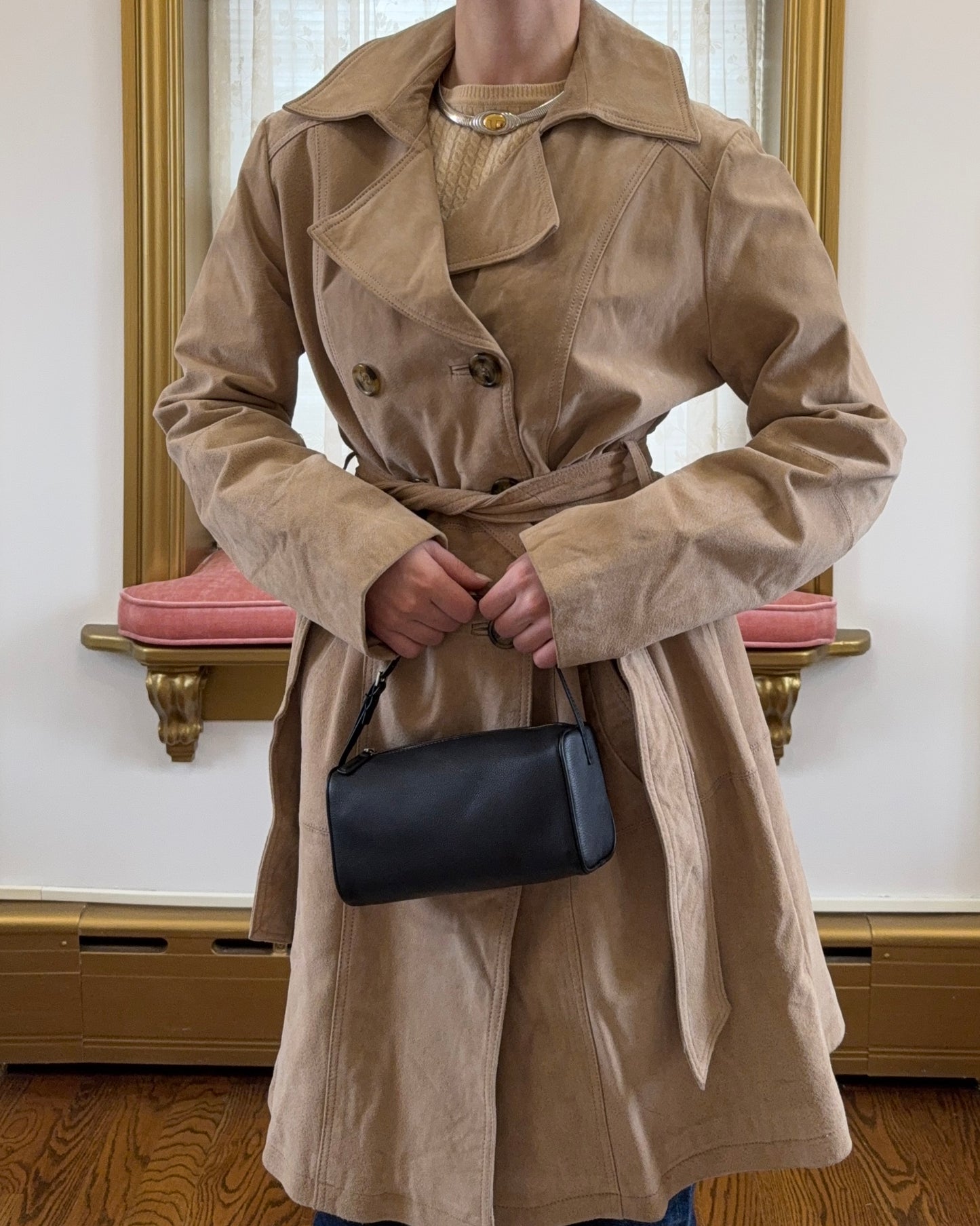 Suede Leather Trench